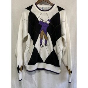 Players Van Heusen Golf Sweater Mens XL Argyle Golfer Graphic Grandpa